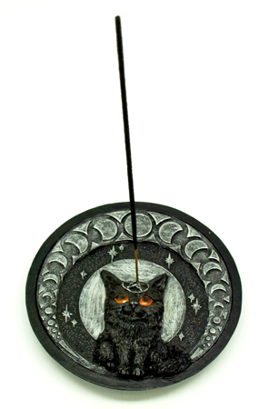 Black Cat with Moons Incense Burner